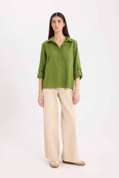 Regular Fit Basic Pocketed Long Sleeve Shirt