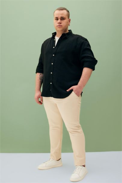 Modern Fit Polo Neck Long Sleeve Shirt