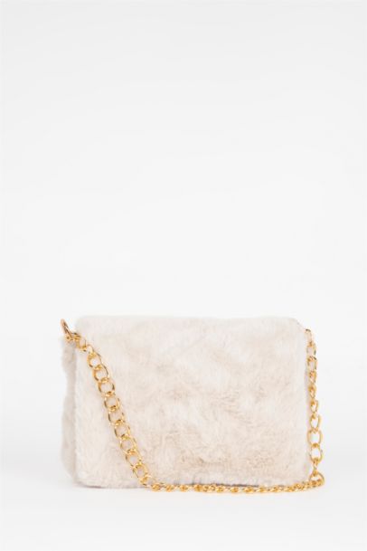 Женская сумка плюшевая с цепью