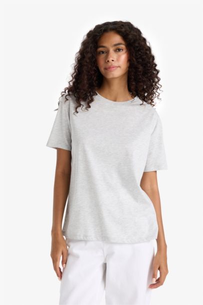 Regular Fit Crew Neck Basic Cotton T-Shirt