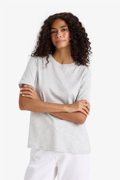 Regular Fit Crew Neck Basic Cotton T-Shirt