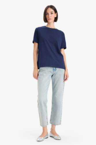 Regular Fit Crew Neck Basic Cotton Short Sleeve T-Shirt