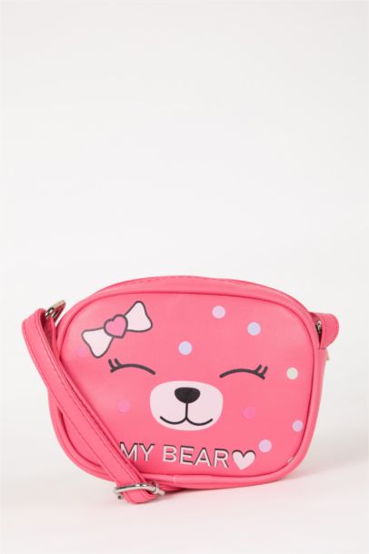 Girl Teddy Bear Patterned Shoulder Bag