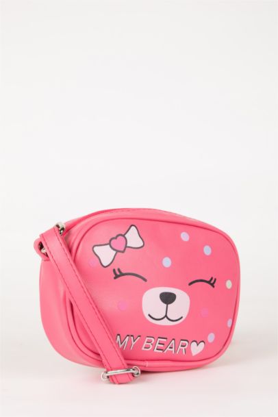 Girl Teddy Bear Patterned Shoulder Bag