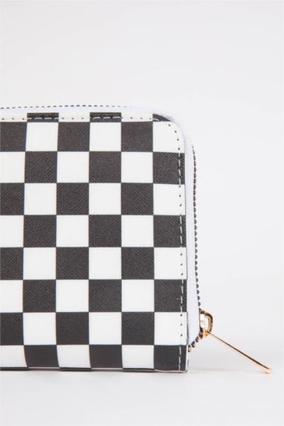 Kadın Dama Desenli Suni Deri Cüzdan