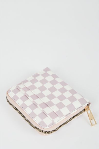 Women's Checkerboard Patterned Faux Leather Wallet