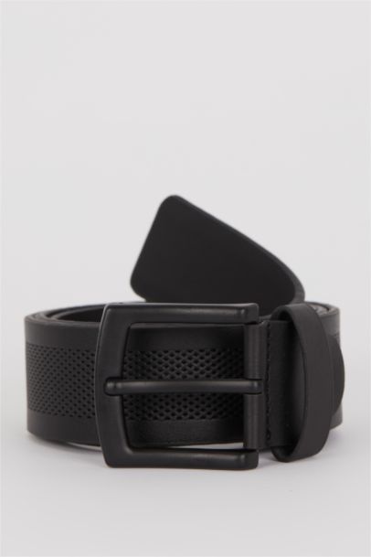 Erkek Dikdörtgen Toka Suni Deri Jean Kemeri