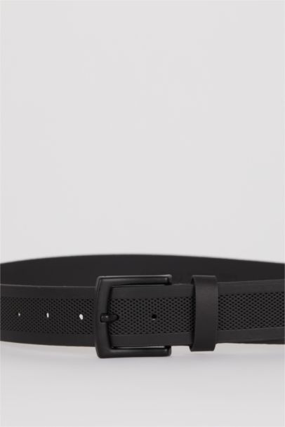 Erkek Dikdörtgen Toka Suni Deri Jean Kemeri