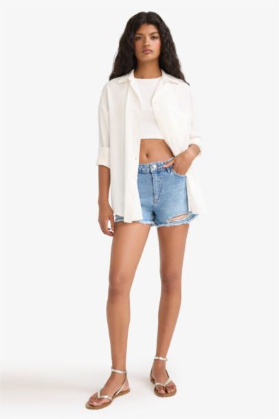 Oversize Fit Shirt Collar Long Sleeve Shirt