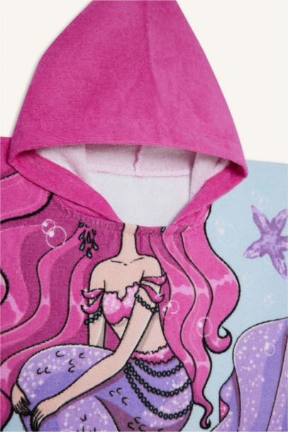 Kız Çocuk Baskılı Pamuklu Panço Havlu