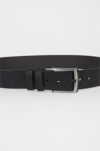 حزام جلد صناعي بمشبك مستطيل