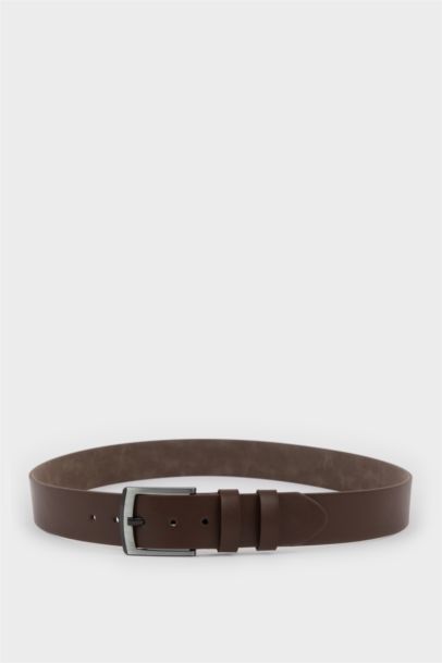 Erkek Dikdörtgen Toka Suni Deri Jean Kemeri