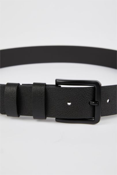 Men's Rectangle Buckle Faux Leather Belt