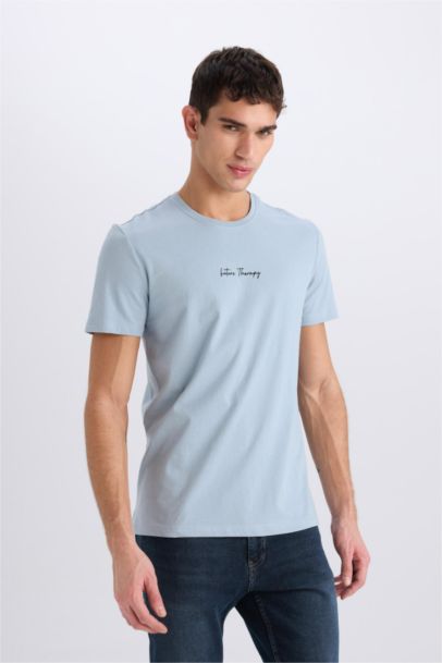 Slim Fit Crew Neck Printed Short Sleeve T-Shirt