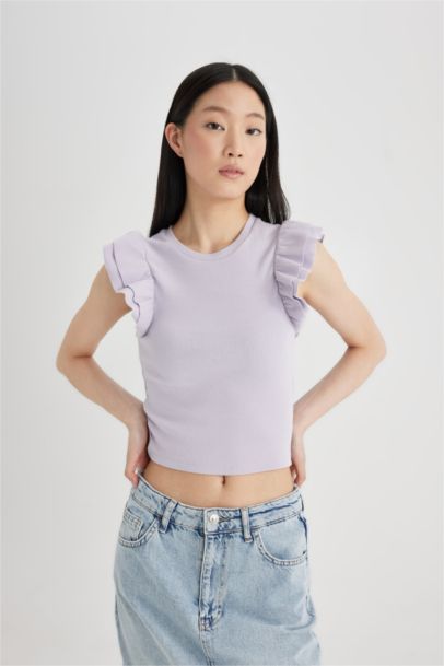 Slim Fit Crew Neck Camisole Short Sleeve T-Shirt