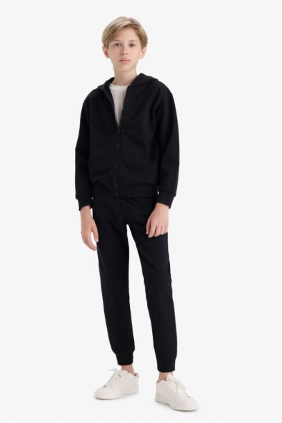 Boy Hooded School Zippered Sweatshirt