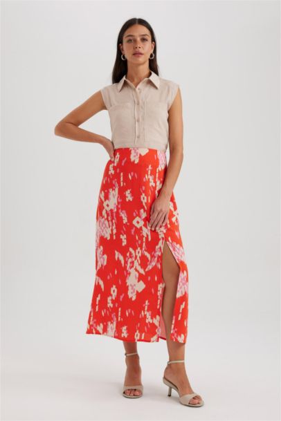 A Cut Flower Normal Waist Midi Skirt