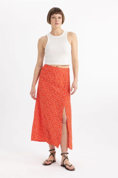 A Cut Flower Normal Waist Midi Skirt