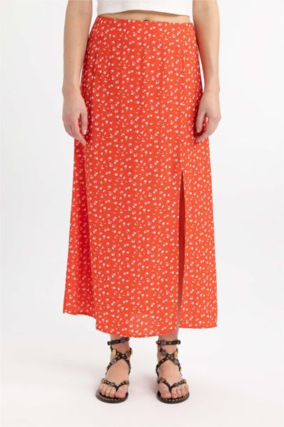 A Cut Flower Normal Waist Midi Skirt