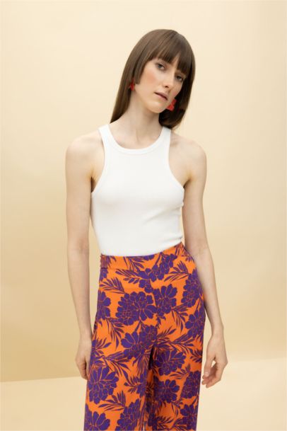 Slim Fit Halter Collar Ribbed Camisole Undershirt