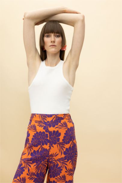 Slim Fit Halter Collar Ribbed Camisole Undershirt