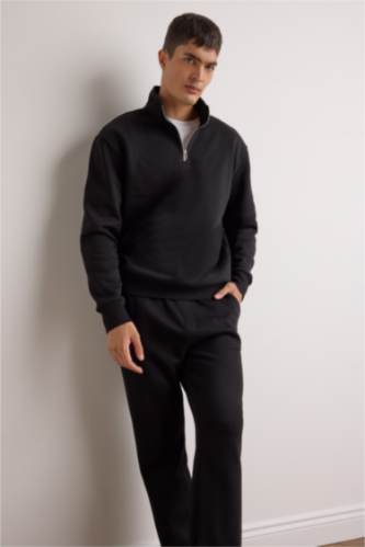 سويت شيرت بيزك سادة قصة عادية بياخة عالية ببطانة ناعمة