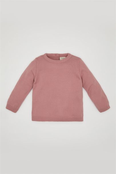 Baby Girl Crew Neck Basic Knitted Pullover