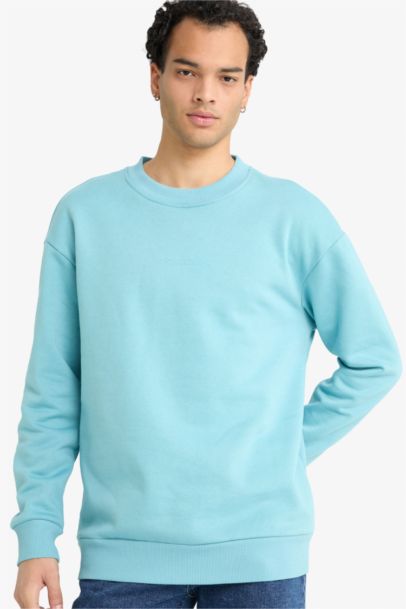 Boxy Fit Crew Neck Soft Inside Printed Sweatshirt
