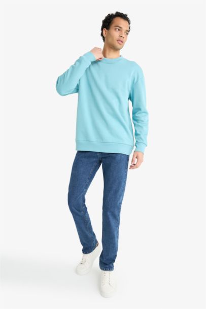 Boxy Fit Crew Neck Soft Inside Printed Sweatshirt