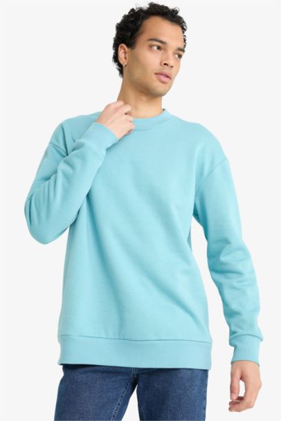 Boxy Fit Crew Neck Soft Inside Printed Sweatshirt
