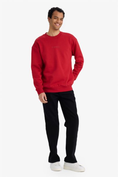 Boxy Fit Crew Neck Soft Fleece Lined Sweatshirt