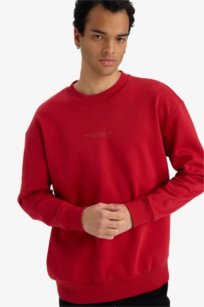 Boxy Fit Crew Neck Soft Fleece Lined Sweatshirt