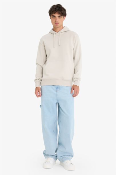 سويت شيرت بيزك سادة قصة عادية بكابيشون بجيب وبطانة ناعمة