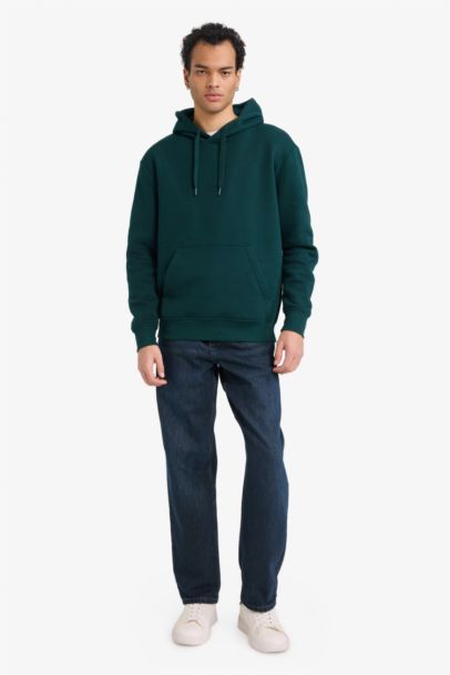 سويت شيرت قصة عادية بكابيشون بجيب