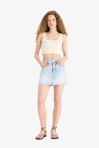 Fitted Square Collar Ribbed Camisole Crop Top