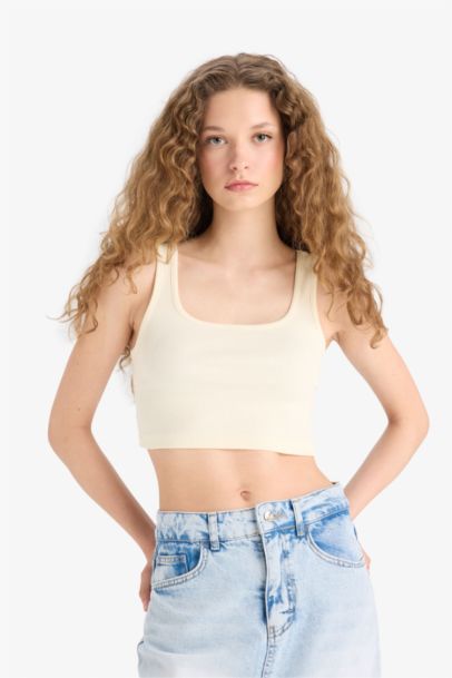Fitted Square Collar Ribbed Camisole Crop Top