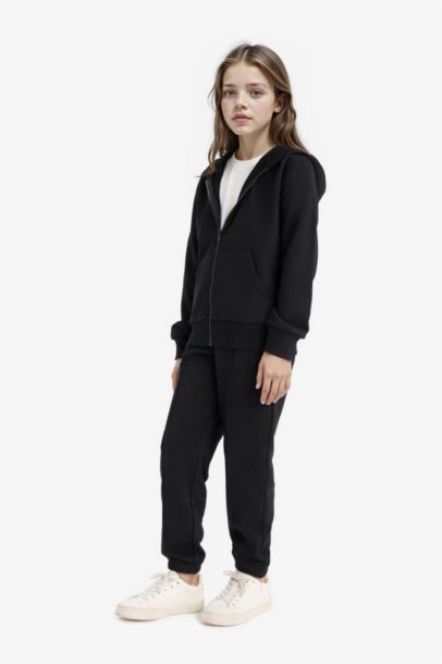 Beli Lastikli Basic Düz Okul Jogger Eşofman Altı Kız Çocuk