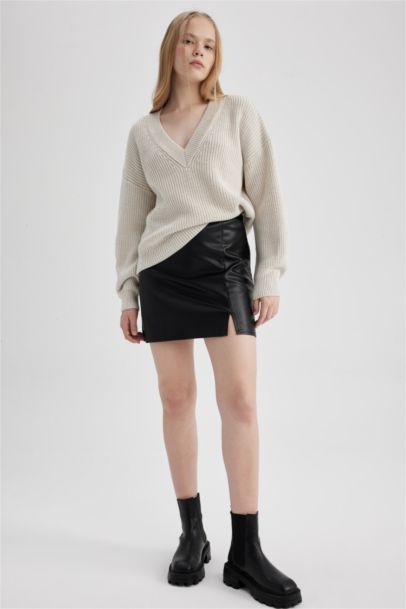 Faux Leather Mini Skirt