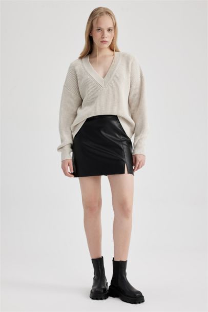 Faux Leather Mini Skirt