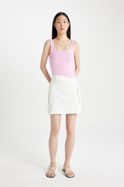 Slim Fit Square Neck Ribbed Camisole Tank Top