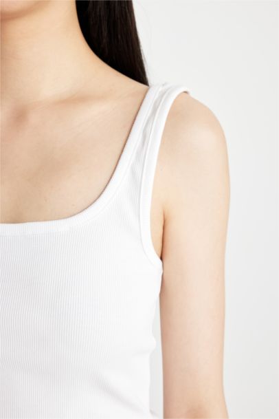 Slim Fit Square Neck Ribbed Camisole Tank Top