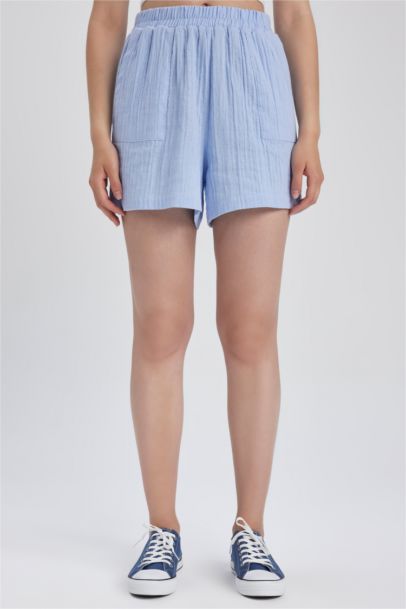 Regular Fit Muslin Normal Waist Shorts