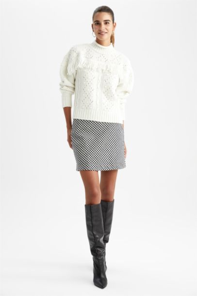 A-Line Plaid Regular Waist Mini Skirt