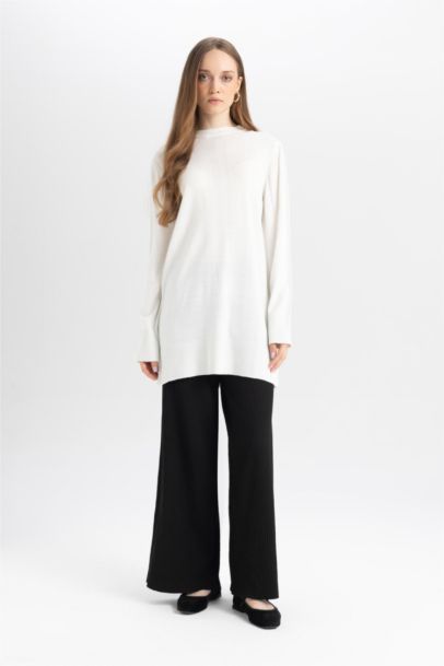 Pantalon en tricot large basique à taille élastiquée Coupe décontractée