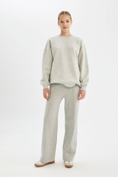 سويت شيرت اوفر سايز بيزك برقبة مستديرة