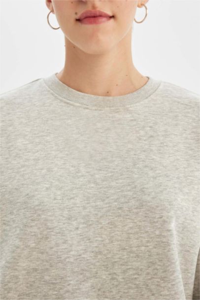 سويت شيرت اوفر سايز بيزك برقبة مستديرة