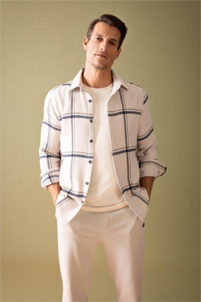 Modern Fıt Polo Yaka Oduncu Uzun Kollu Gömlek