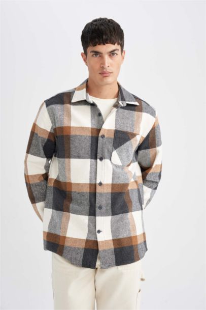 Relax Fit Kareli Oduncu Flanel Uzun Kollu Gömlek