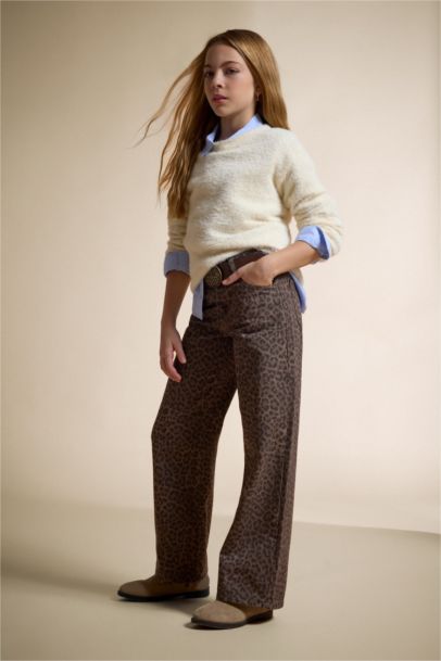 Girl Regular Fit Crew Neck Knit Pullover