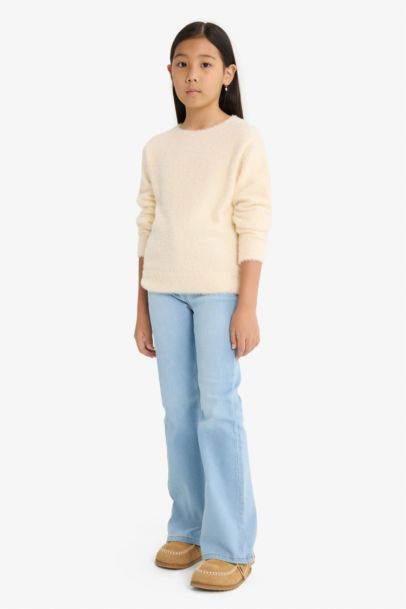 Girl Regular Fit Crew Neck Knit Pullover